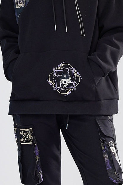 Embroidered Fleece Hoodie and Pants Set-Up