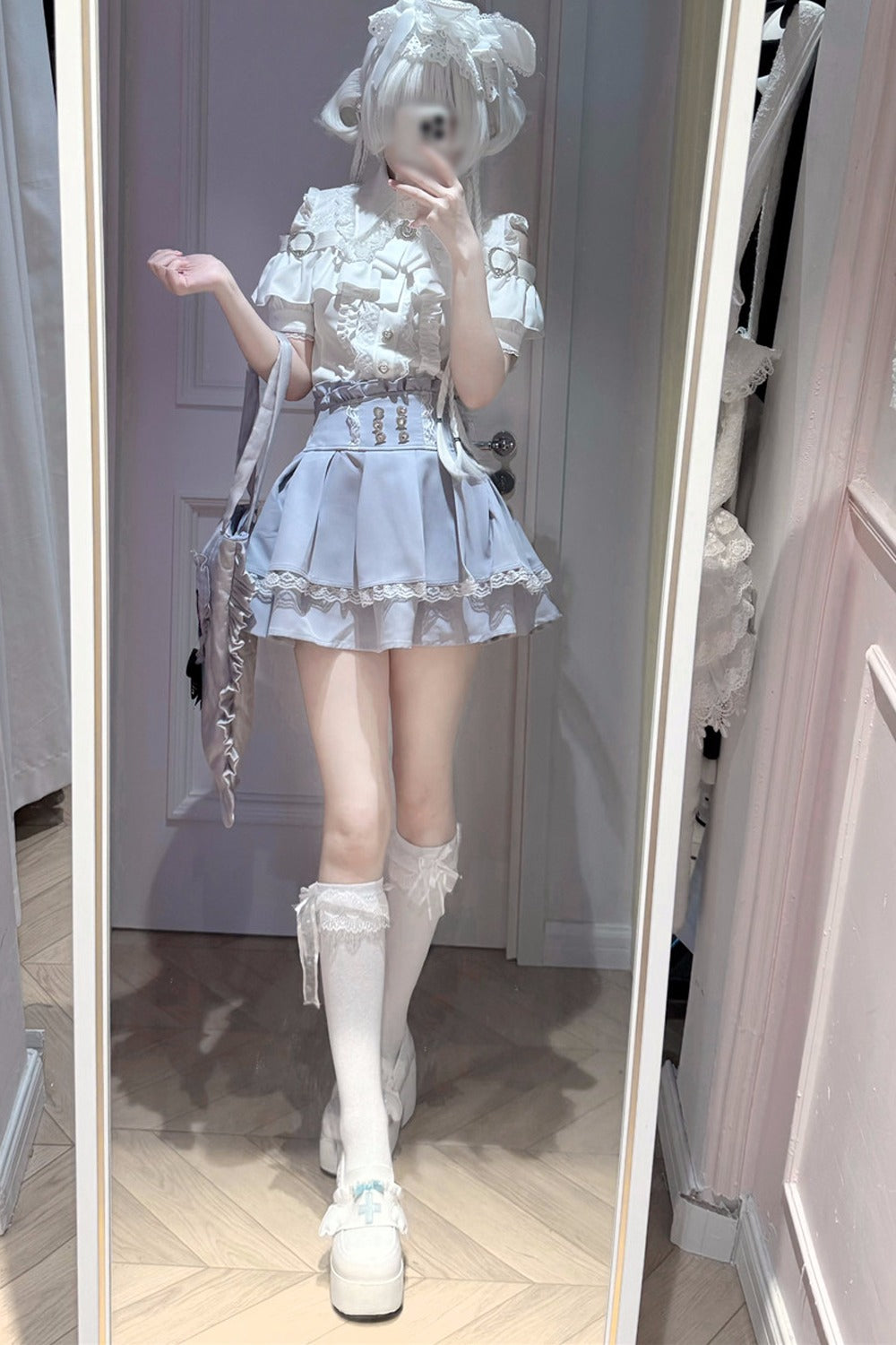 Cherry Short-Sleeve Shirt and Skirt Set-Up