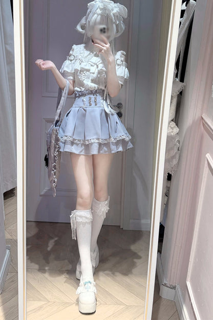 Cherry Short-Sleeve Shirt and Skirt Set-Up