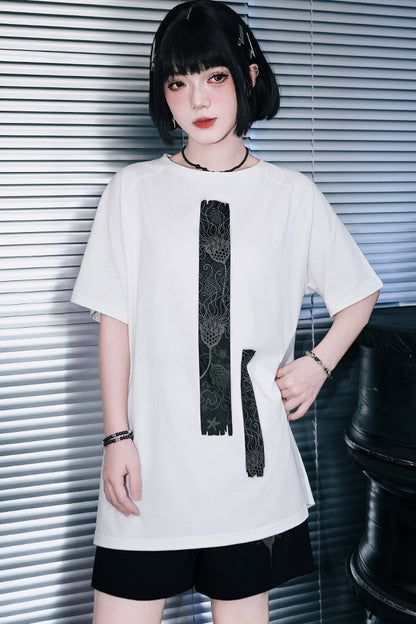 深海モチーフモノトーンオーバーTシャツ