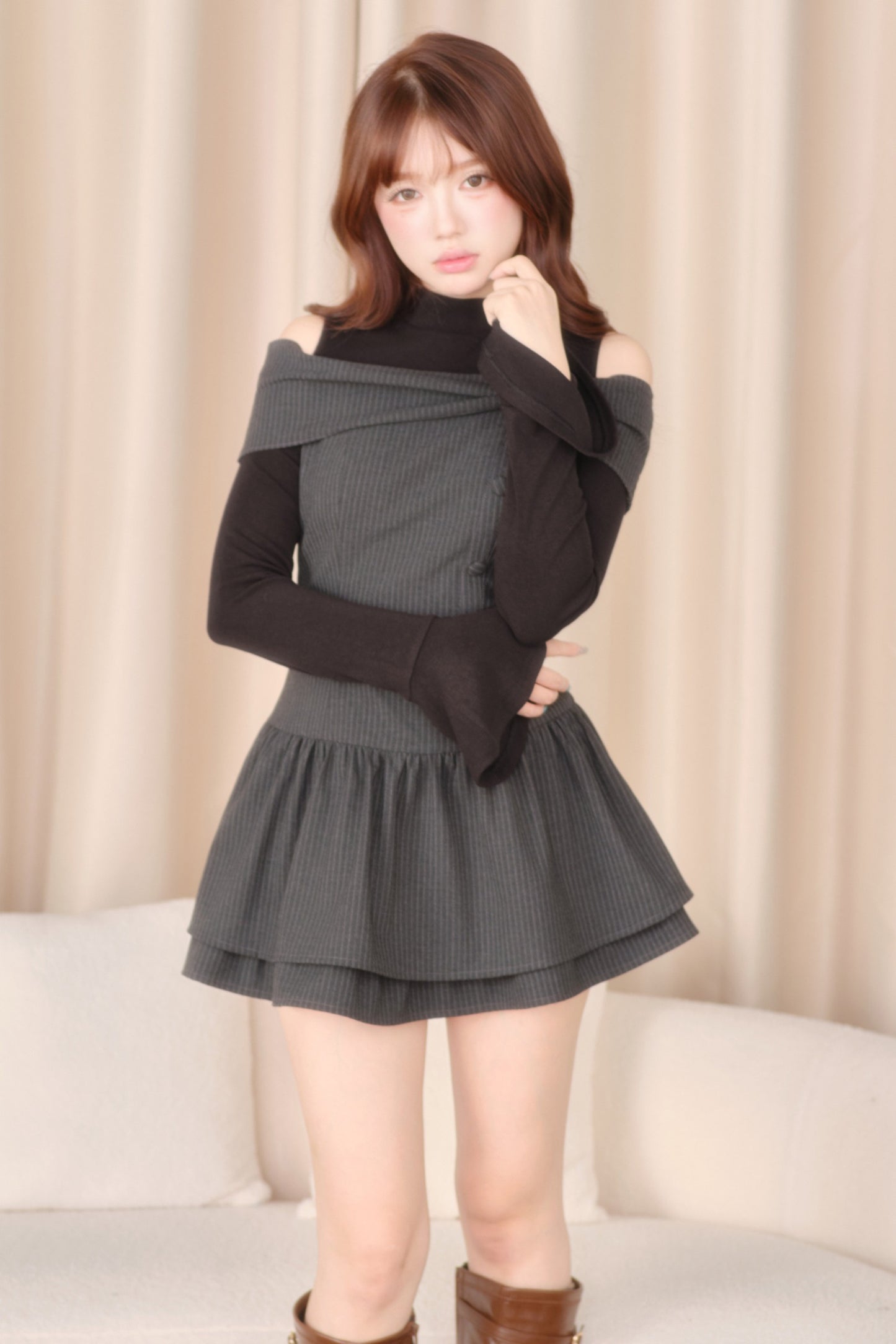 Long Sleeve Knitted Striped Dress
