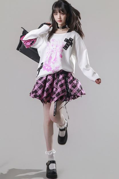 Cross-Decorated Armband Shoulder Strap T-Shirt