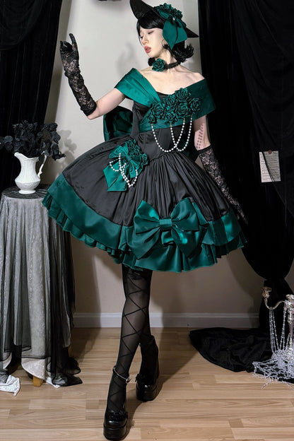 Dark Green Rose Lolita Dress