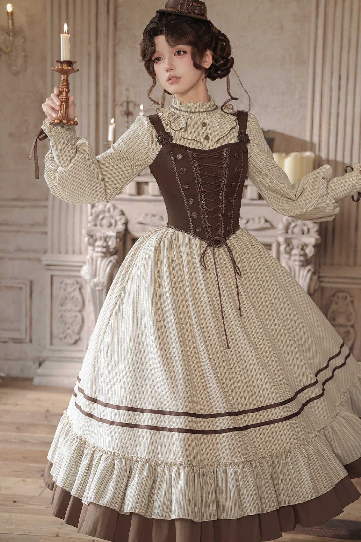 Gerüschtes Two-Way-Kleid mit Accessoire-Set