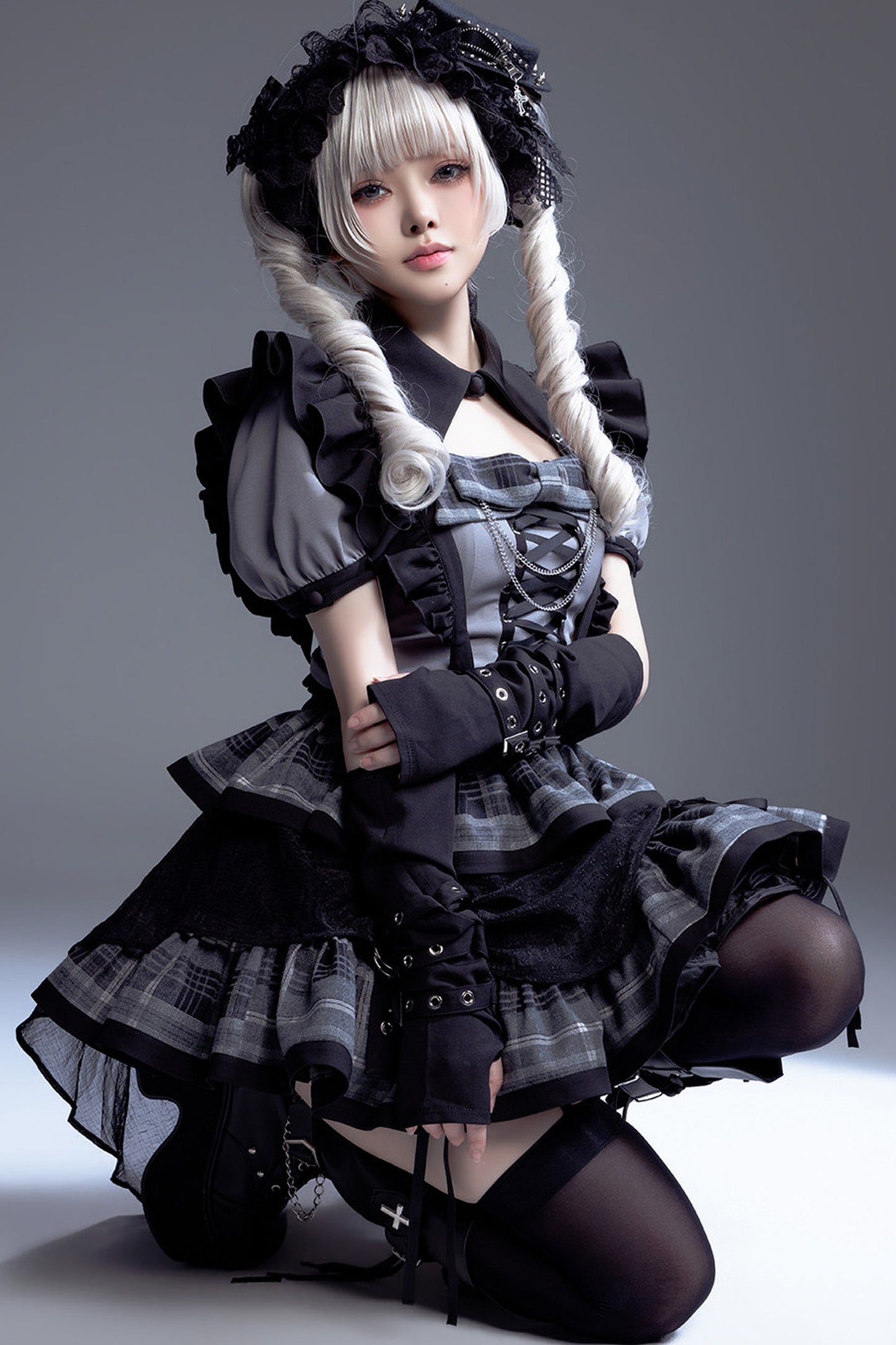 ミッドナイト小悪魔チェックアイドルロリータドレス