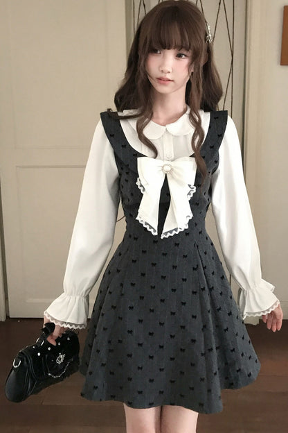 Long-Sleeve Lace Layered-Look Dress