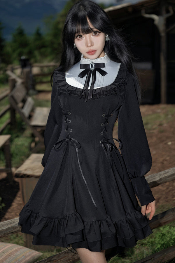 French Retro Waist-Cinching Dress
