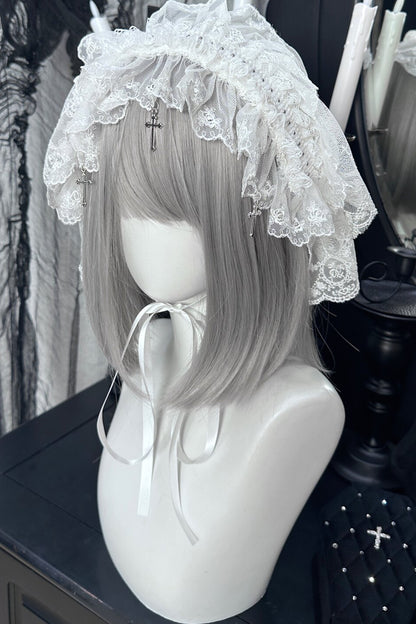 Gothic Lolita Lace Cross Pendant Headband
