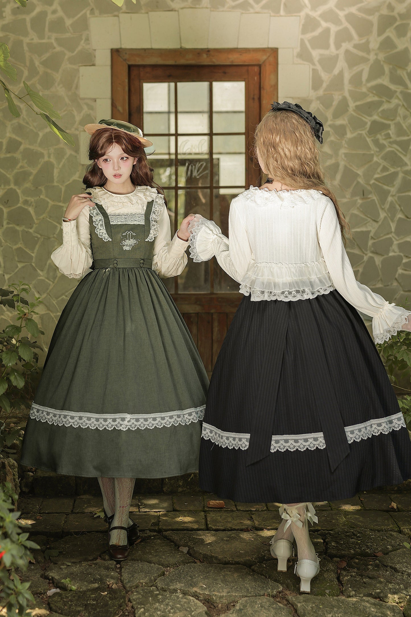 Twin Floral Basket Embroidered JSK Set-Up