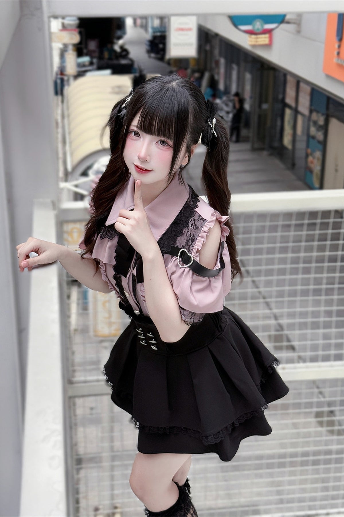 Cherry Short-Sleeve Shirt and Skirt Set-Up