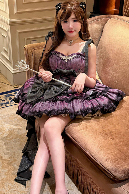 Abito lolita da principessa con fiocco viola