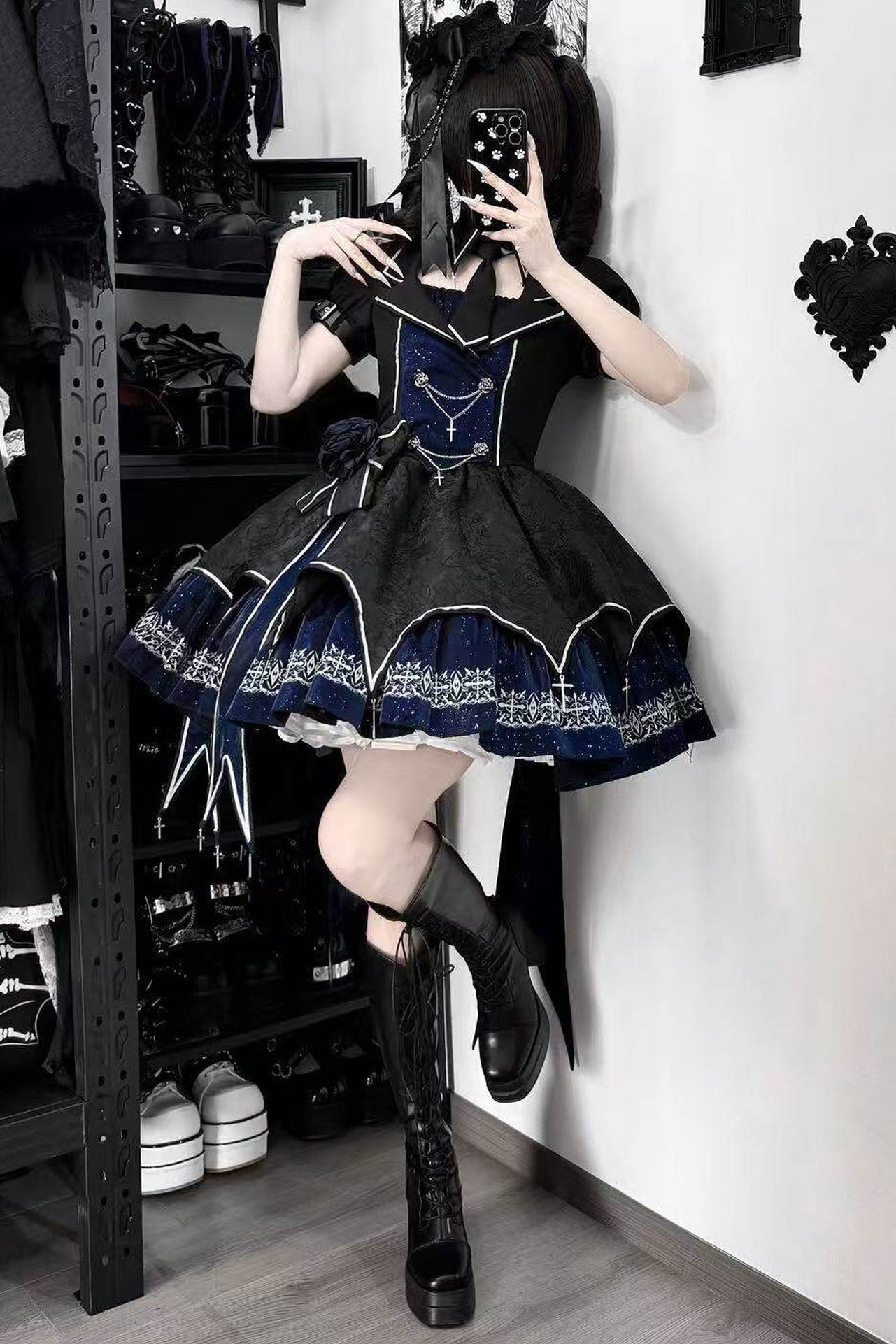 Dark Flame Princess Gothic Lolita Dress+Coat