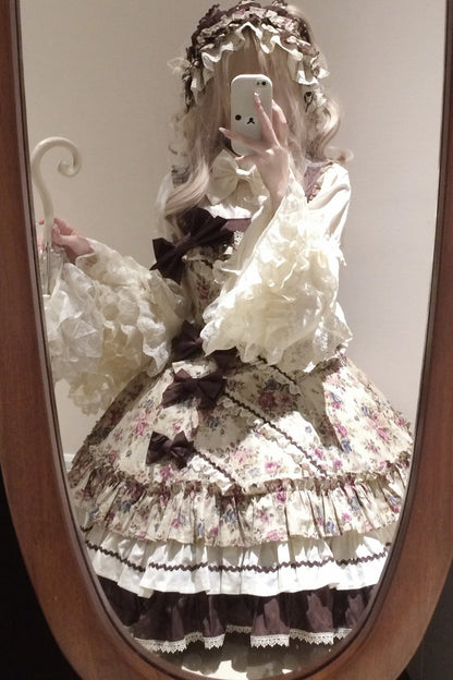 Vintage Floral Elegant Lolita Dress Set-Up