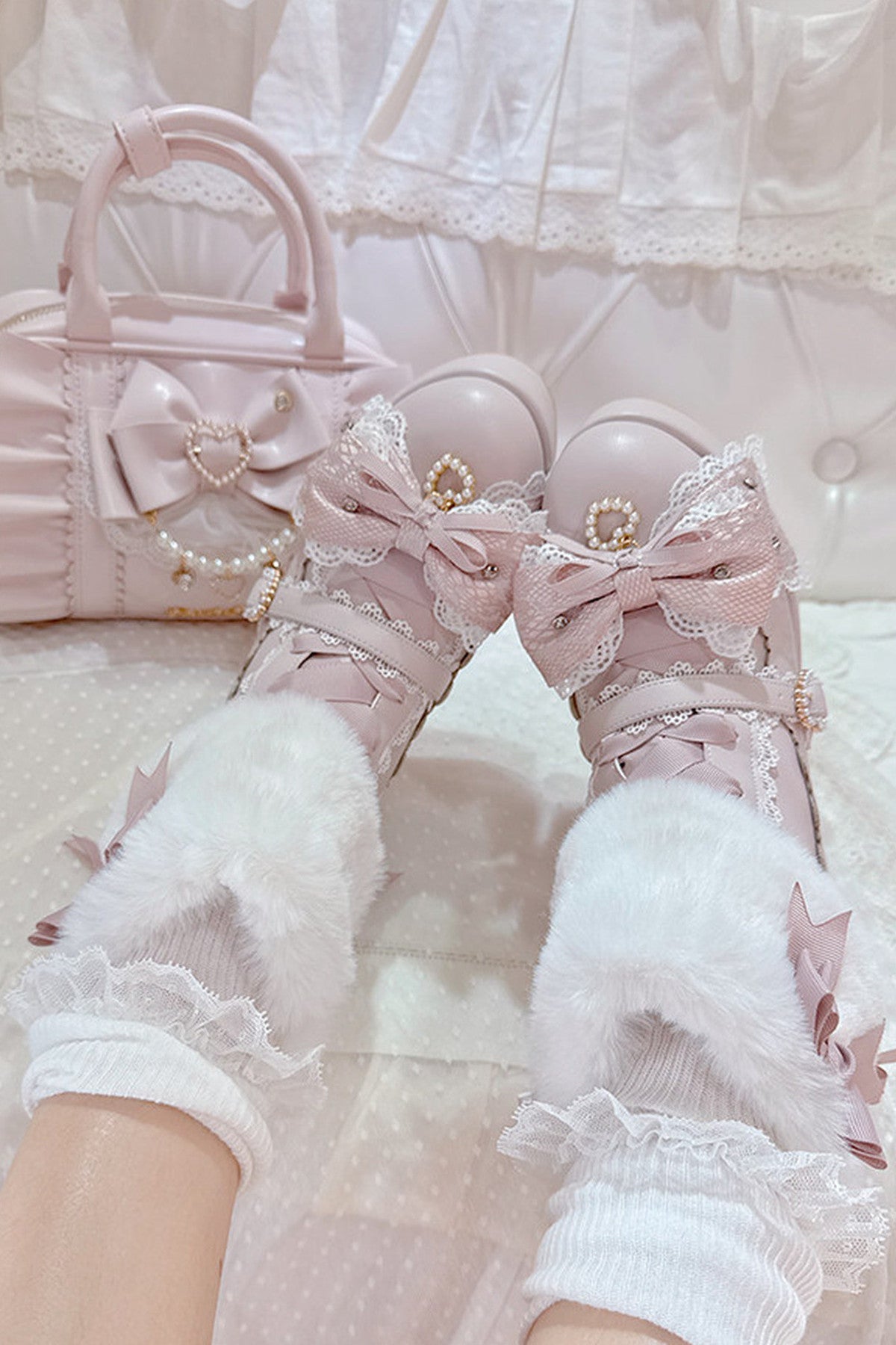 Bow Furry High-Heel Boots
