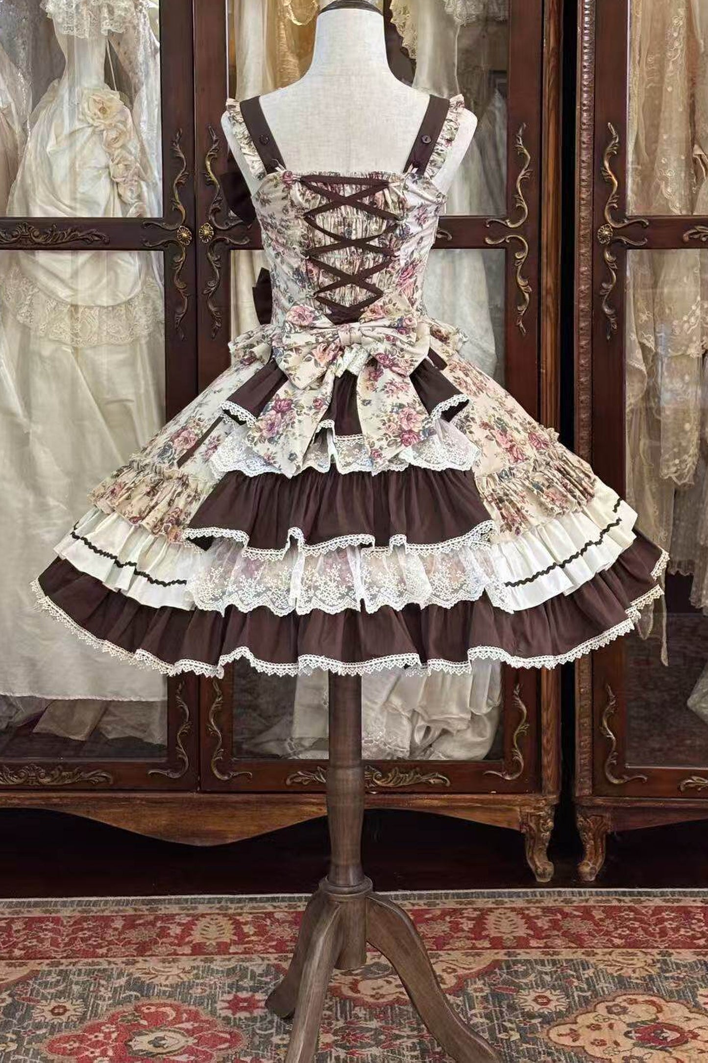 Vintage Floral Elegant Lolita Dress Set-Up