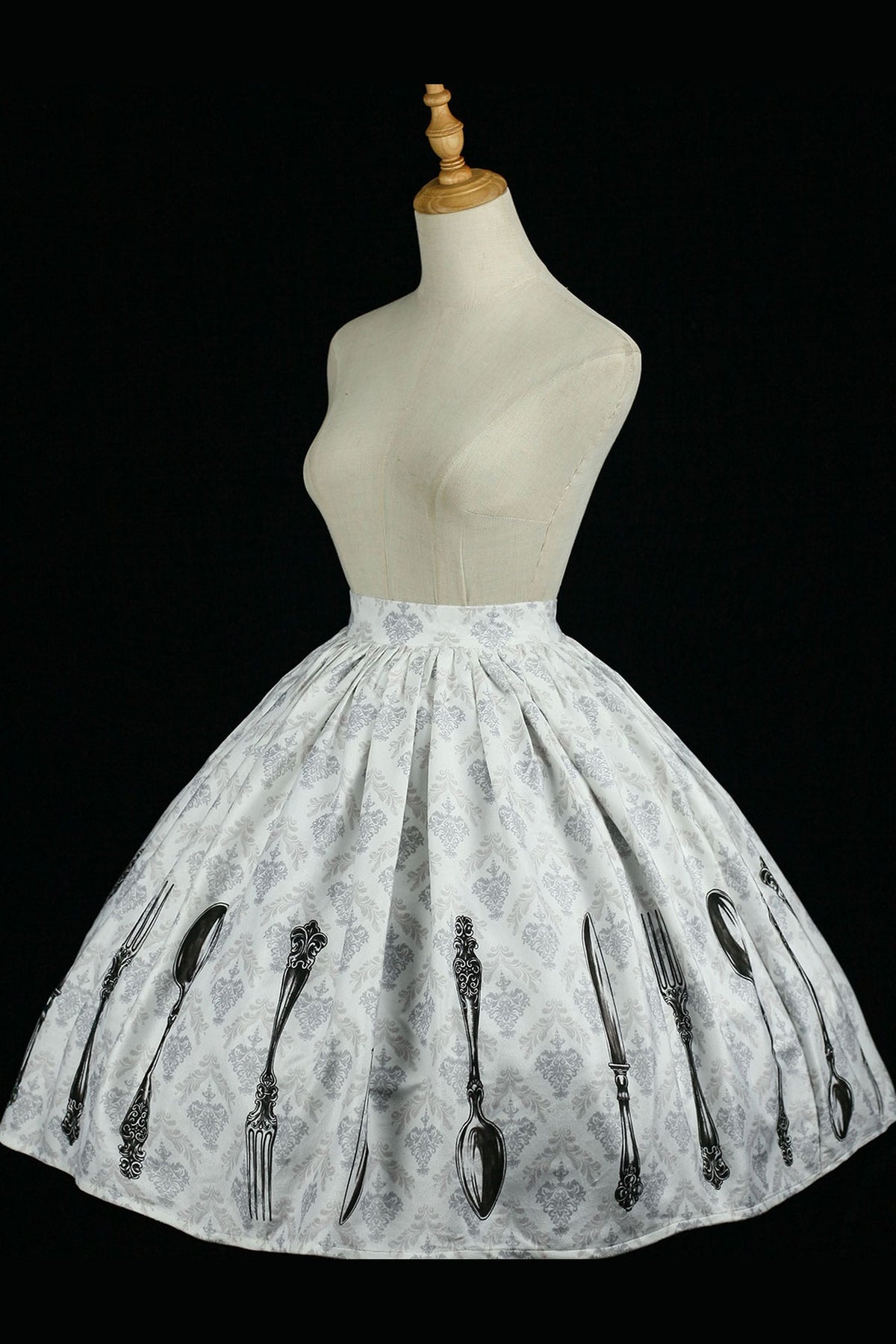 Silver Tableware Print Half-Length Skirt