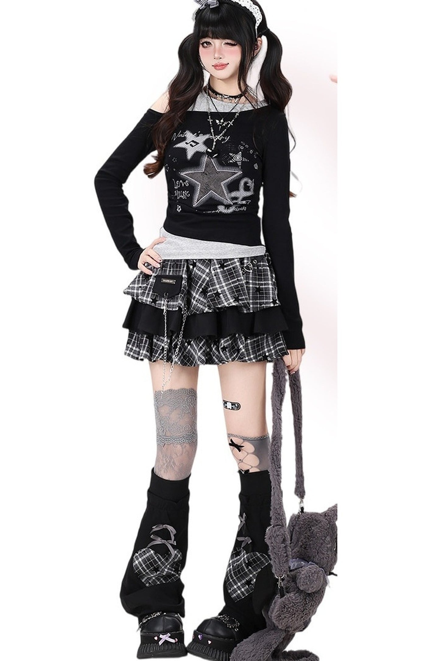 Star-Musik-Off-Shoulder-Oberteil
