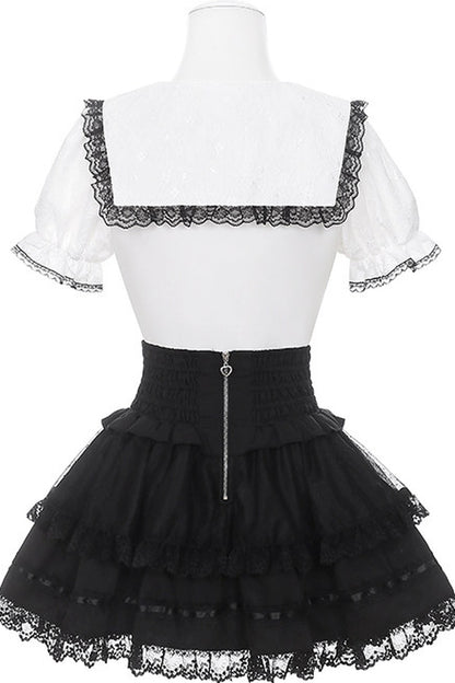 Lace Ribbon Sailor Jirai Kei Set
