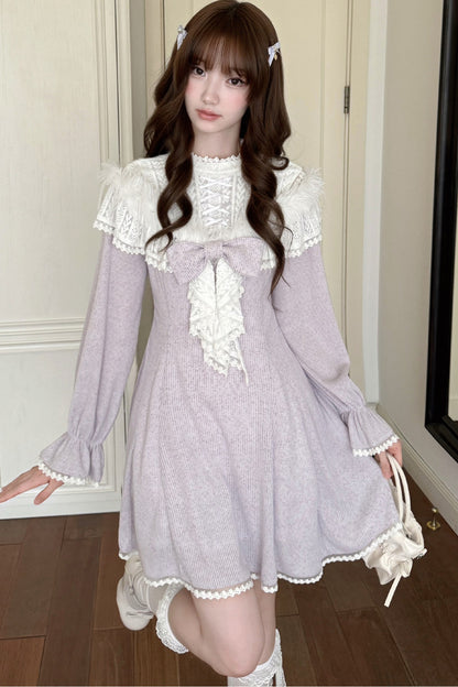 Robe en maille à épaules dénudées Wisteria