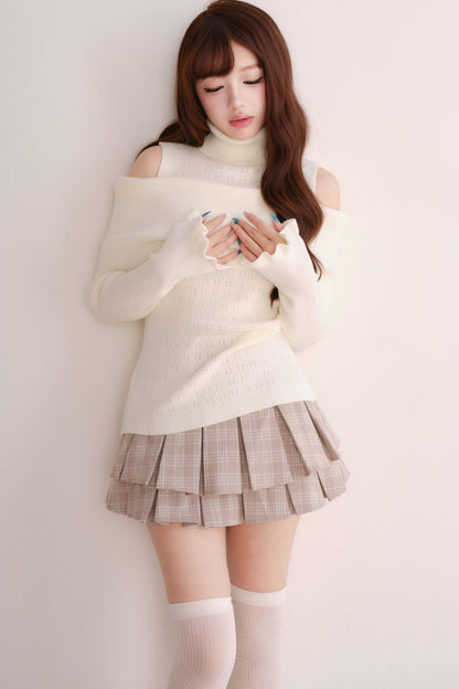 Off-Shoulder Shawl Pullover Sweater
