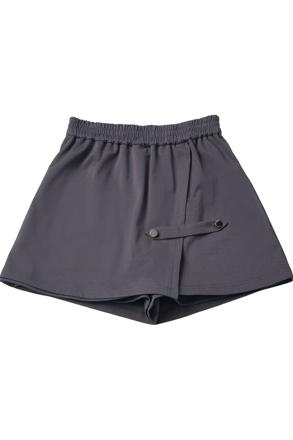 Black and Gray Stand-Up Collar Summer Short Skirt Set-Up
