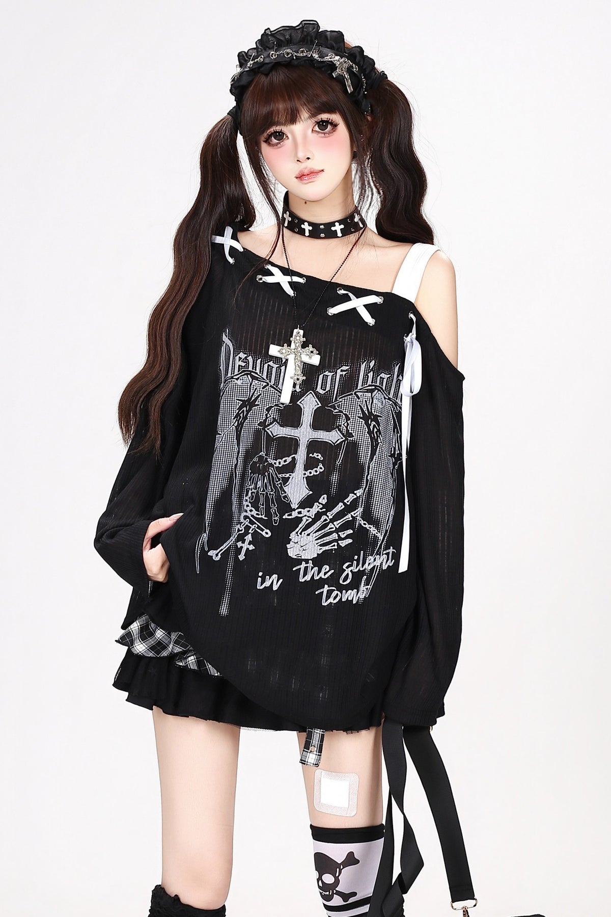 Loose Off-Shoulder Tie Long-Sleeve Cover-Up