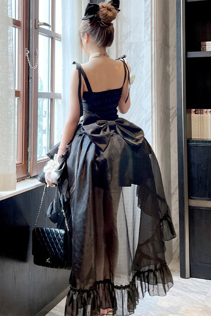 Elegant Floral Satin Ribbon Lolita Dress