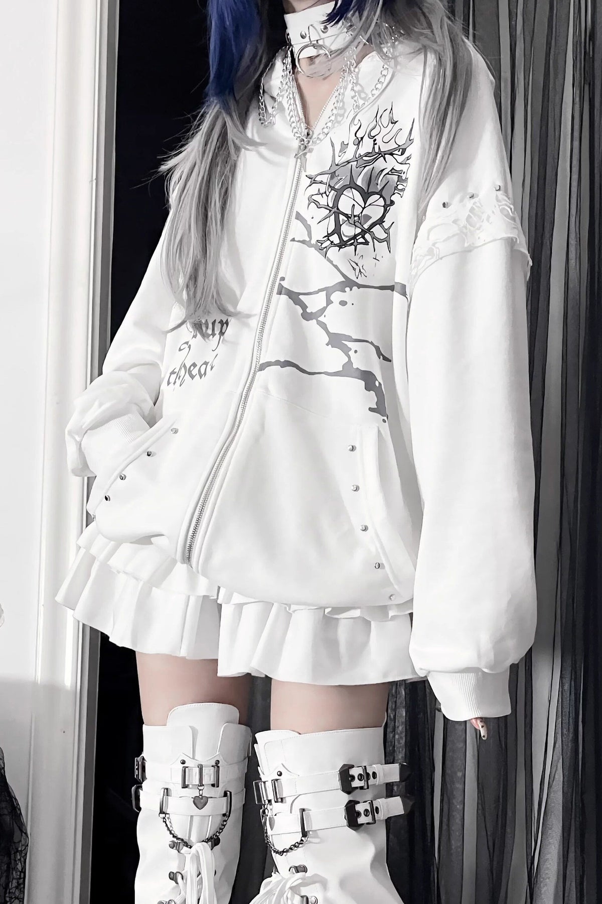 Veste ample à capuche avec oreilles de chat