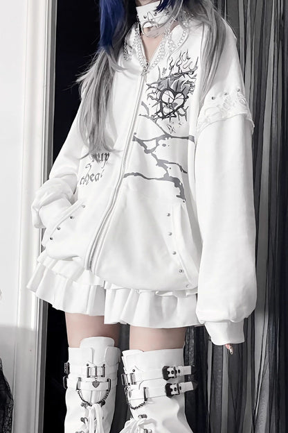 Veste ample à capuche avec oreilles de chat