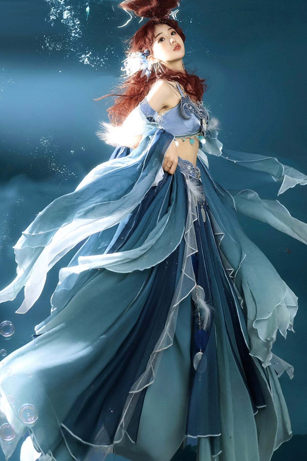 Exotic Mermaid Princess Hanfu Skirt and Camisole Set-Up