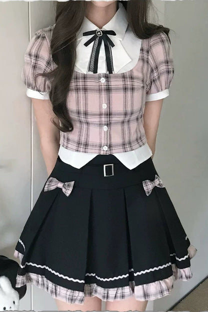 Pink Plaid School Set-Up