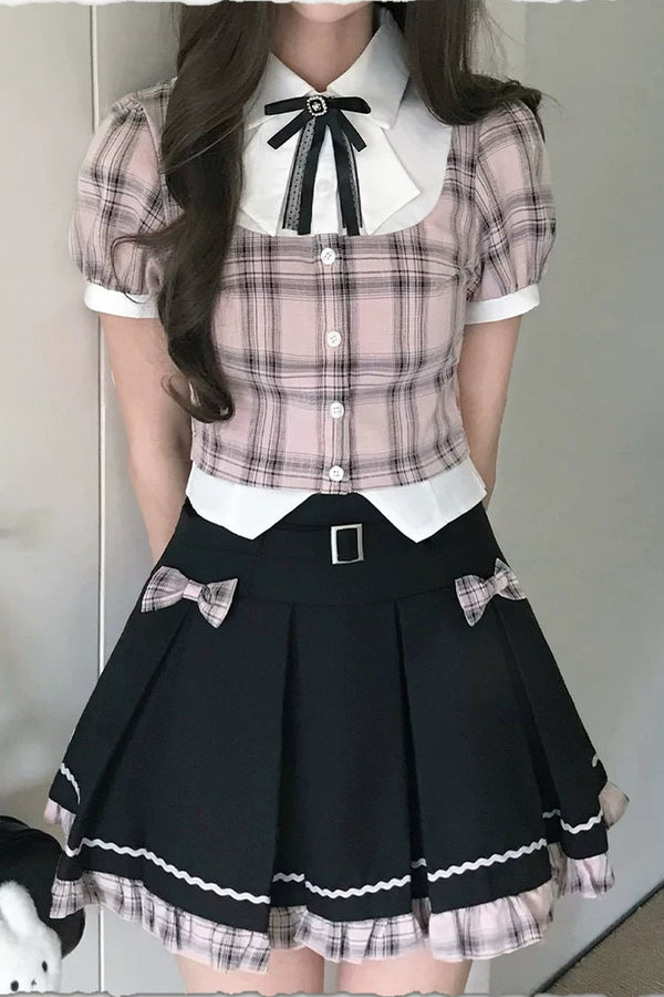 Pink Plaid School Set-Up