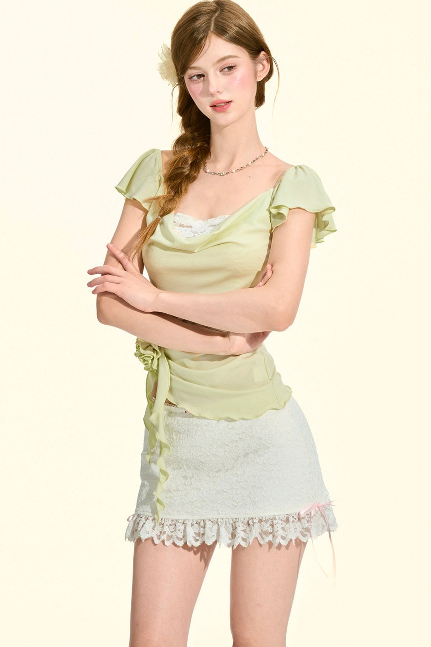 top rosa verde menta