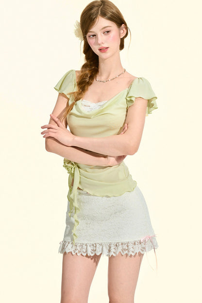 top rosa verde menta