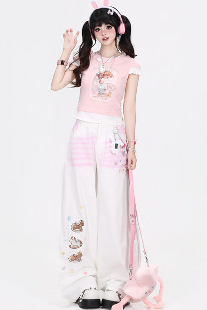 Pink Gradient Dreamy Wide Pants