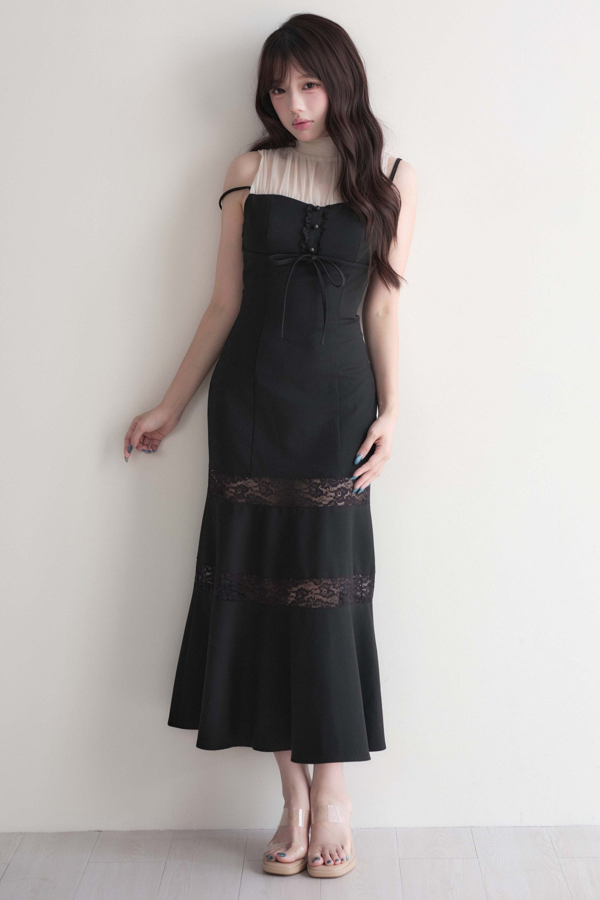 Lace Patchwork Sleeveless Mermaid Long Dress
