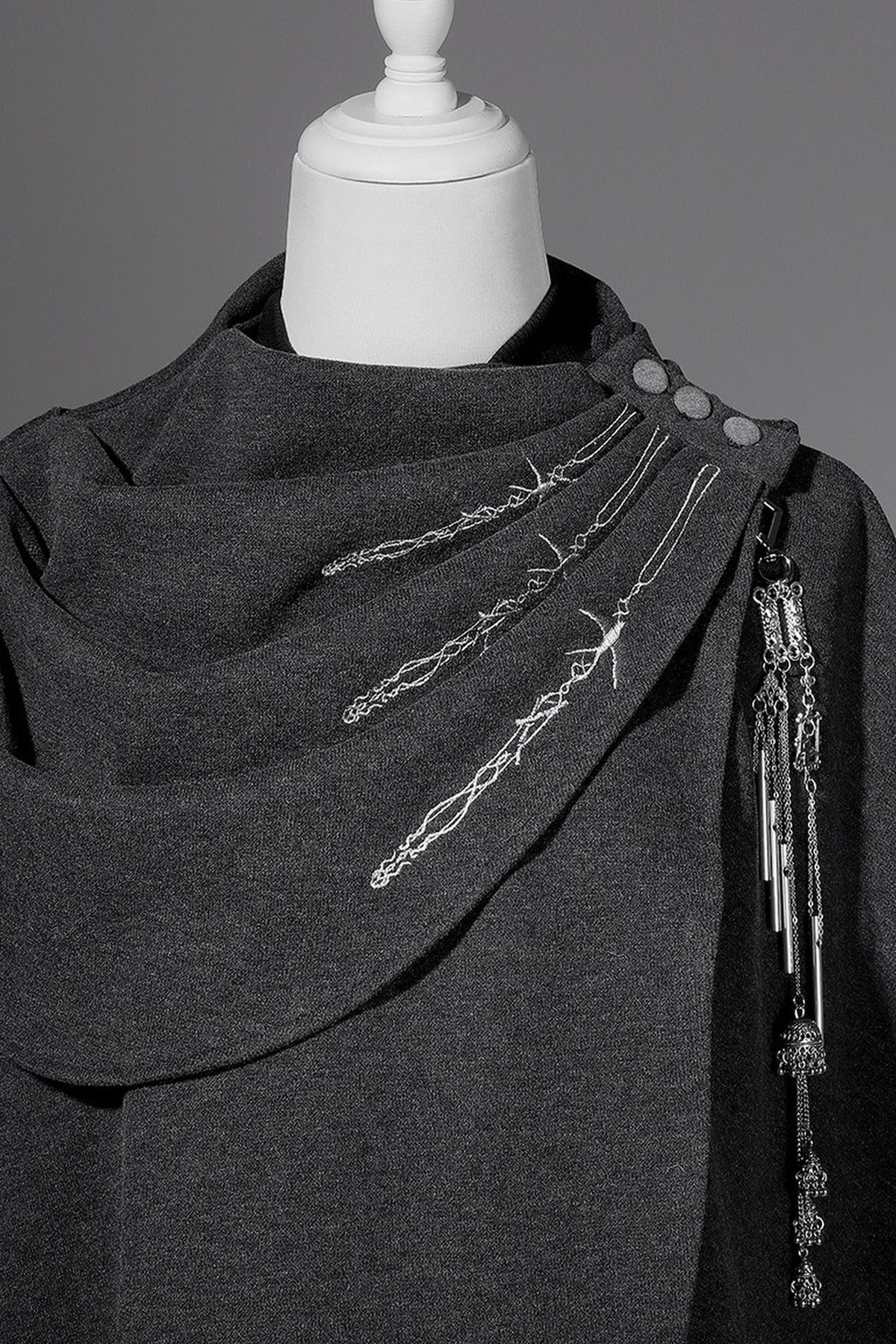 Ensemble jupe et cape en laine de style chinois