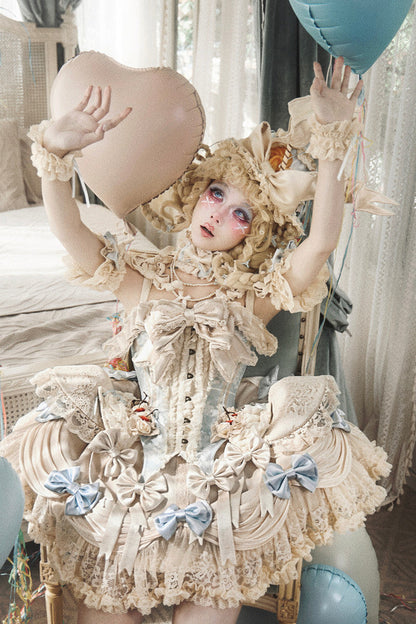 Milk Blue Lace Cake Skirt Set-Up