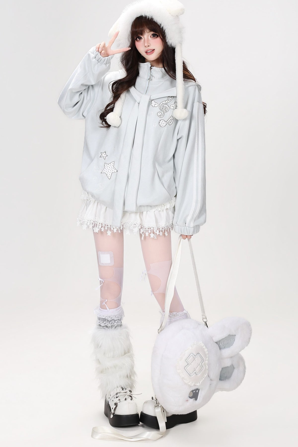 Detachable Cat Ear Faux Suede Jacket