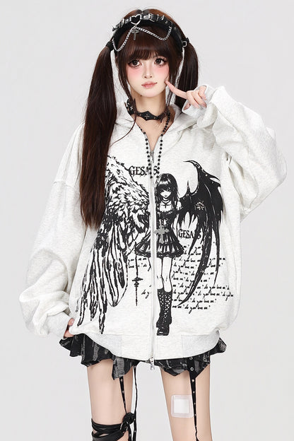 Devil Angel Kapuzenjacke im Destroyed-Look