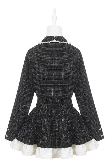 Long Sleeve Tweed And Short Skirt Set-Up