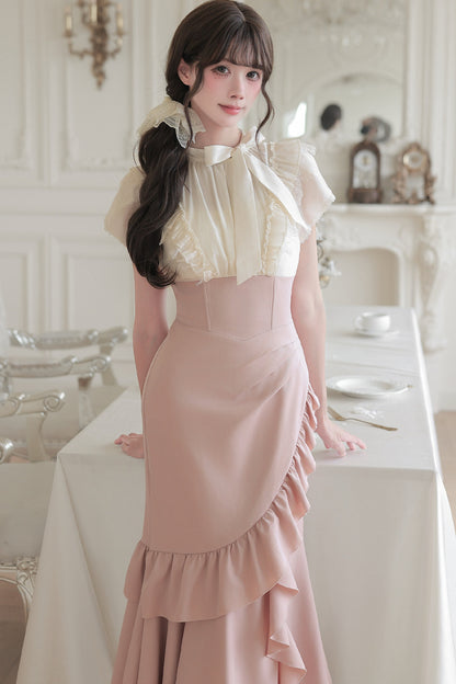 Blush Corset Ruffle Dress