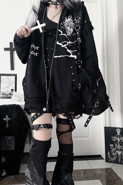 Veste ample à capuche avec oreilles de chat