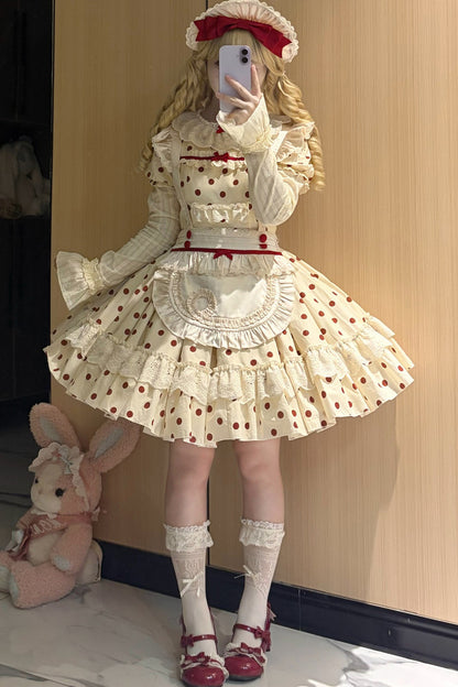 Cotton Polka Dot Print OP Dress Set-Up