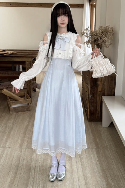 Long Sleeve Off-Shoulder Patchwork Dress