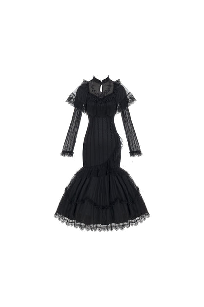 Embroidered Fishtail Qipao Dress