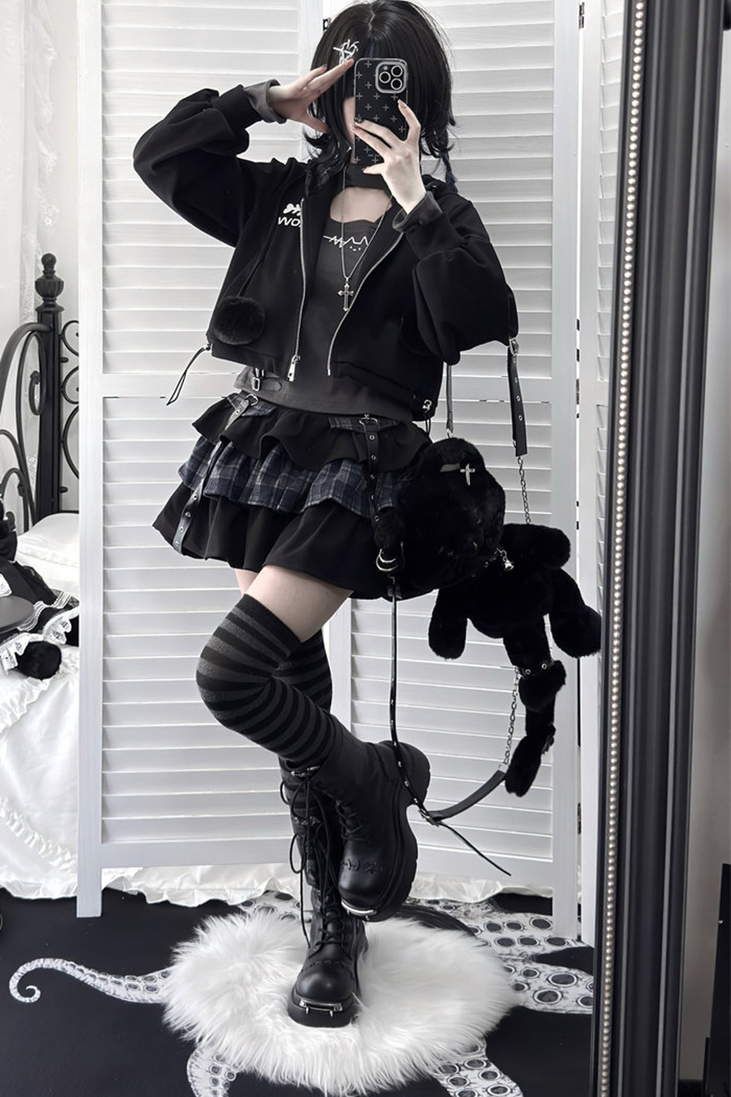 Spider Web Bat Nameplate Platform Boots