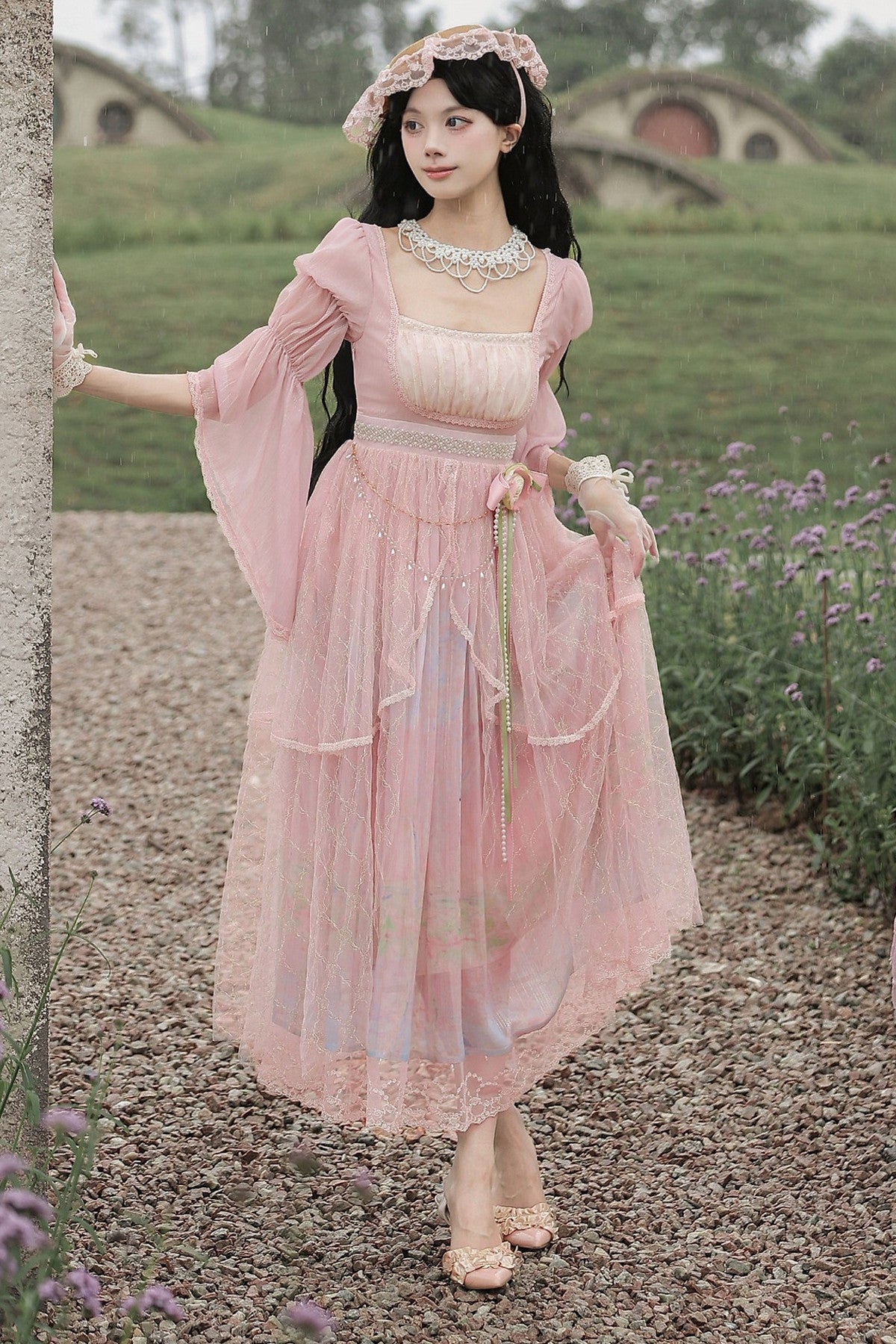 Ölgemälde-Lolita-JSK-Set mit hoher Taille