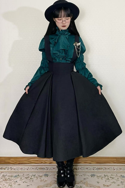 Black Iris Ruffle Suspender Half Skirt
