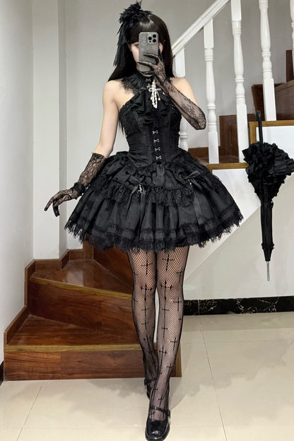 Silver Moon Thorn Halter Gothic Lolita Set
